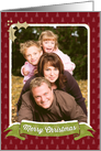 Christmas Photo Card - Christmas Trees and Holly Red Green Gold card