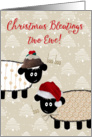 Funny Christmas Card - Two Sheep Wearing Hats card