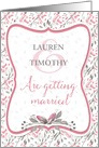 Wedding Invitation - Pink Watercolor Flowers and Pattern card
