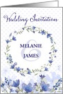 Wedding Invitation - Add Your Own Names - Blue Watercolor Flowers card