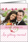 Wedding Invitation - Add Own Photo and Names - Pink Watercolor Flowers card
