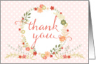 Thank You Card - Pretty Flowers and Polka Dots - Peach card