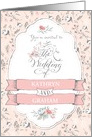 Vintage Wedding Invitation - Add Own Names - Pretty Flowers - Peach card