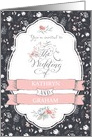 Pretty Flowers Vintage Wedding Invitation Add Names Dark Gray Peach card