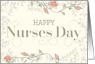 Happy Nurses’ Day Card - Swirly Text and Flowers - Cream Peach card