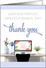 Administrative Professionals Day - Office Desk and Thank You - Blue card