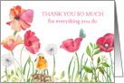 Administrative Professionals Day Card - Watercolor Poppies and Robin card