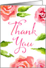 Thank You Card - Watercolor Roses and Leaves card