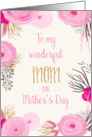 Mother’s Day Card for Mom - Pretty Pink Flowers and Gold Sparkle card