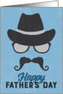 Hipster Father’s Day Card - Hat Glasses Mustache - Blue card