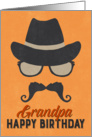 Grandpa Birthday Card - Hipster Style Hat Glasses Mustache - Orange card