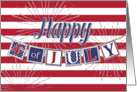 Happy 4th of July - Text Banner and Silver Sparkle Effect card