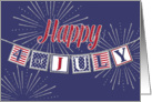 Happy 4th of July - American Flag Colors and Text Banner card