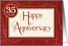 Employee Anniversary 35 Years - Text Swirls Damask and Sparkle card