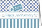 Employee Anniversary 2 Years - Jade Stripes Blue Dots Silver Sparkle card