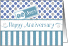 Employee Anniversary 15 Years - Jade Stripes Blue Dots Silver Sparkle card