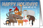 Fun Christmas Card From All of Us - Happy Holidays Cartoon Animals card