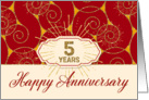 Employee Anniversary 5 Years - Red Swirls card