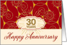 Employee Anniversary 30 Years - Red Swirls card