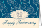 Employee Anniversary 50 Years - Blue Swirls card