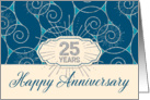 Employee Anniversary 25 Years - Blue Swirls card