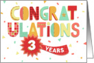 Employee Anniversary 3 Years - Colorful Congratulations card