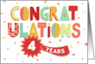 Employee Anniversary 4 Years - Colorful Congratulations card