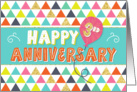 Employee Anniversary 3 Years - Happy Anniversary and Colorful Pattern card