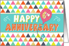 Employee Anniversary 6 Years - Happy Anniversary and Colorful Pattern card