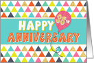 Employee Anniversary 35 Years - Happy Anniversary and Colorful Pattern card