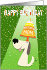 Mom Birthday Card - Dog Balancing Birthday Cake on Head card