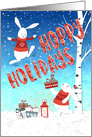 Christmas Card - Hoppy Holidays Happy Bunnies card