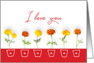Valentine’s Day Card - Contemporary I Love You and Flowers card