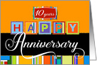Employee Anniversary 10 Years - Bold Colors Happy Anniversary card