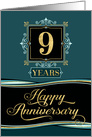 Employee Anniversary 9 Year - Happy Anniversary Decorative Formal card