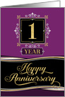 Employee Anniversary 1 Year - Decorative Formal - Plum card