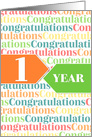 Employee Anniversary 1 Year - Colorful Congratulations Pattern card
