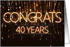 Employee Anniversary 40 Years - Neon Signs card