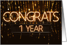 Employee Anniversary 1 Year - Neon Signs card