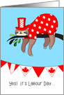Canadian Labour Day - Funny Sloth Relaxing card