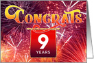 Employee Anniversary 9 Years - Celebration Fireworks card