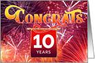Employee Anniversary 10 Years - Celebration Fireworks card