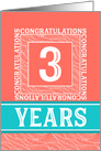 Employee Anniversary 3 Years - Decorative Coral Turquoise card