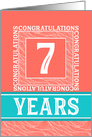 Employee Anniversary 7 Years - Decorative Coral Turquoise card