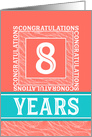 Employee Anniversary 8 Years - Decorative Coral Turquoise card