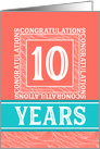 Employee Anniversary 10 Years - Decorative Coral Turquoise card