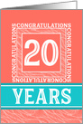 Employee Anniversary 20 Years - Decorative Coral Turquoise card