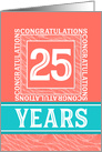 Employee Anniversary 25 Years - Decorative Coral Turquoise card