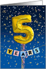Employee Anniversary 5 Years - Gold Balloon Numbers card
