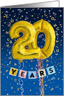Employee Anniversary 20 Years - Gold Balloon Numbers card